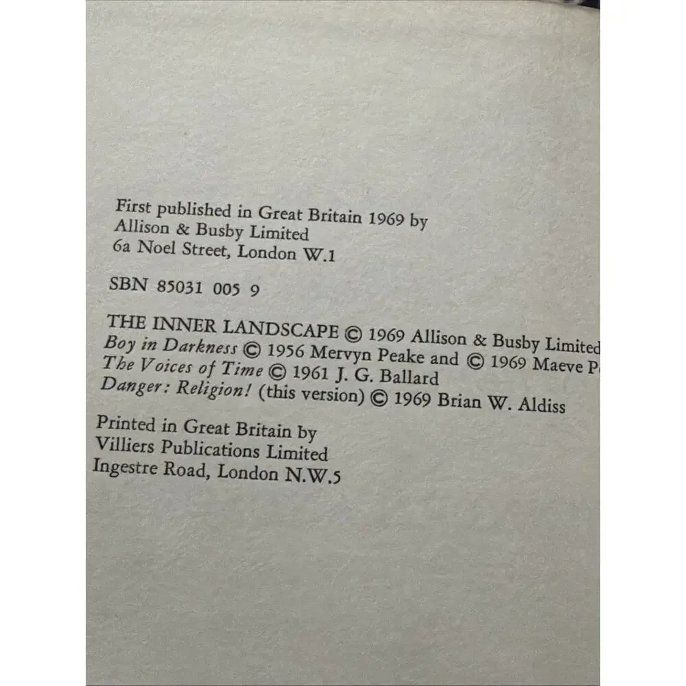 THE INNER LANDSCAPE‎ Mervyn Peake J.G. Ballard Brian Aldiss 1ST 1969 UK EDITION